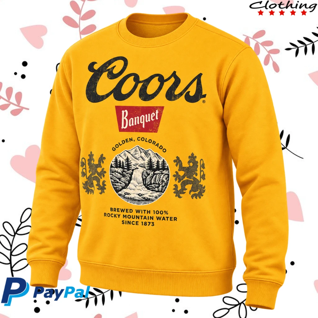 Coors Banquet Vintage Golden Colorado Yellow Ugly Christmas Sweater